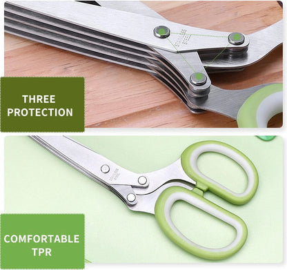 Herb Scissors Set with 5 Blades and Cover - Multipurpose Kitchen Chopping Shear