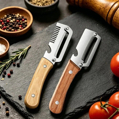 2 Pc Stainless Steel Peeler with Wooden Handle – Fruit & Vegetable Slicer-NEW